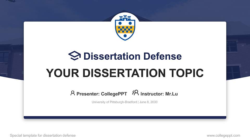 University of Pittsburgh-Bradford Graduation Thesis Defense PPT Template16:9 ratio PPT effect preview image