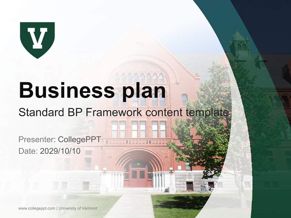 University of Vermont Competition/Entrepreneurship Contest PPT Template4:3 ratio PPT effect preview image9