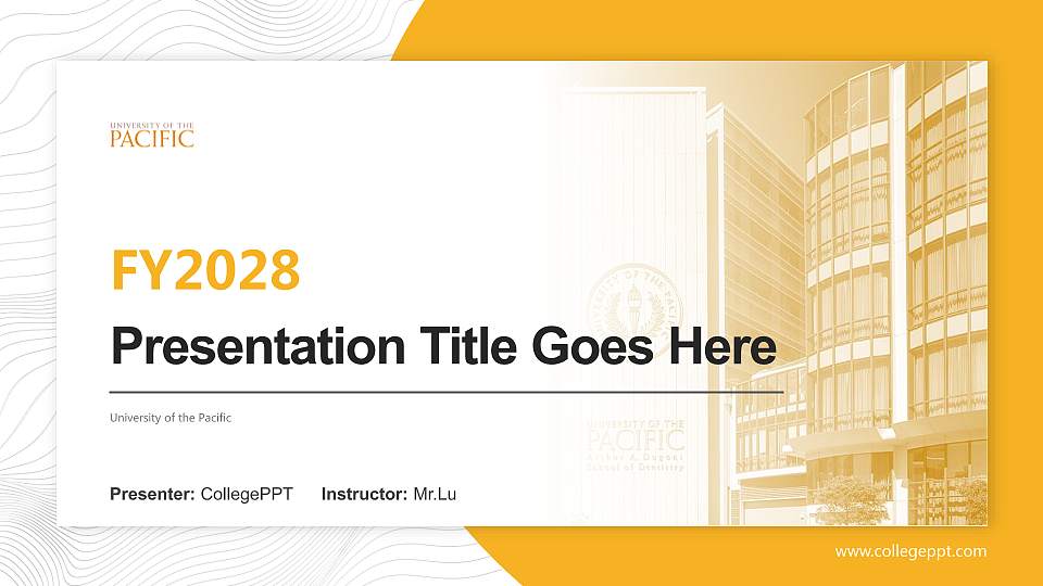 University of the Pacific Academic Presentation/Research Findings Report PPT Template16:9 ratio PPT effect preview image