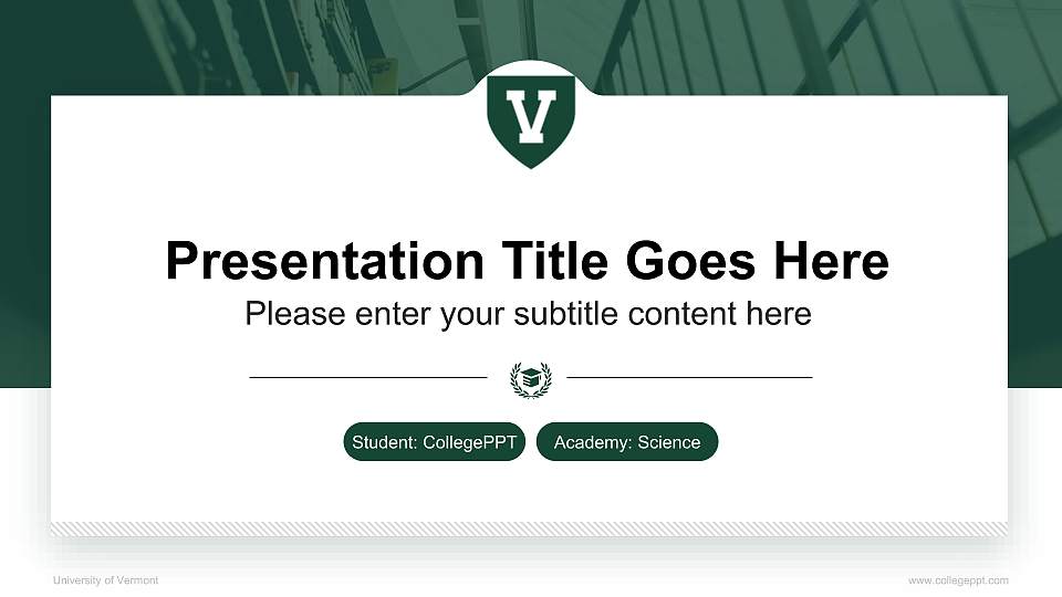 University of Vermont National Scholarship Defense PPT Template16:9 ratio PPT effect preview image