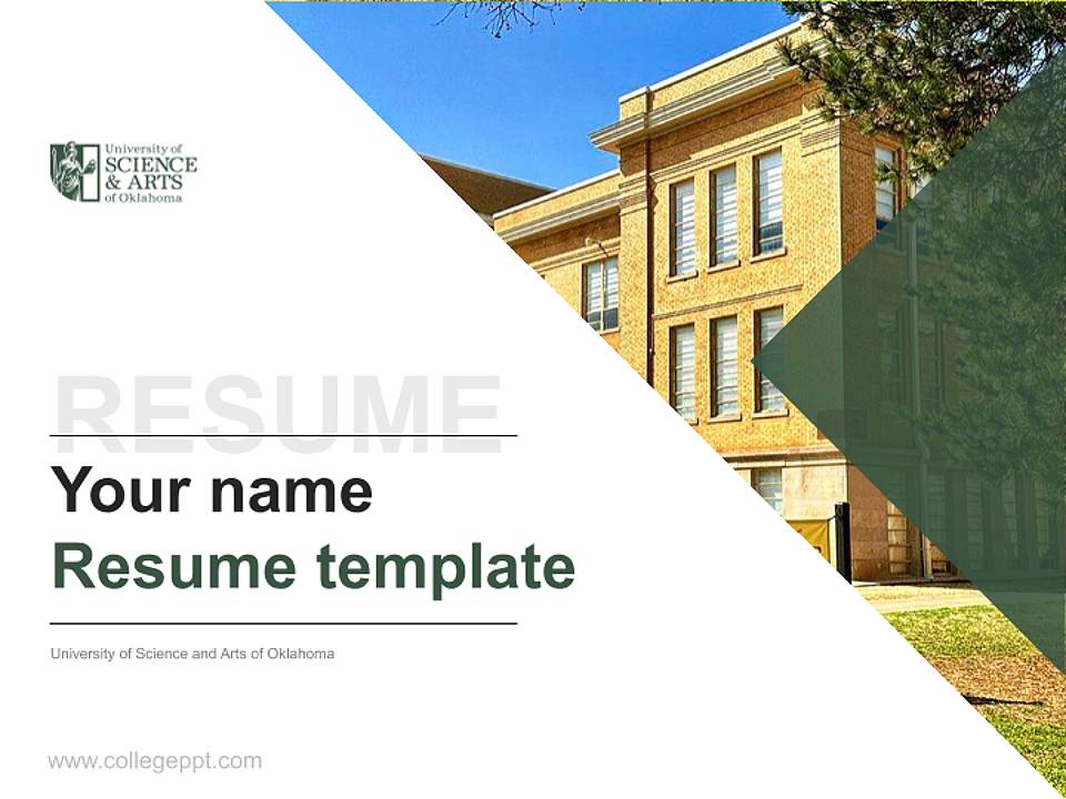 University of Science and Arts of Oklahoma Resume PPT Template4:3 ratio PPT effect preview image1