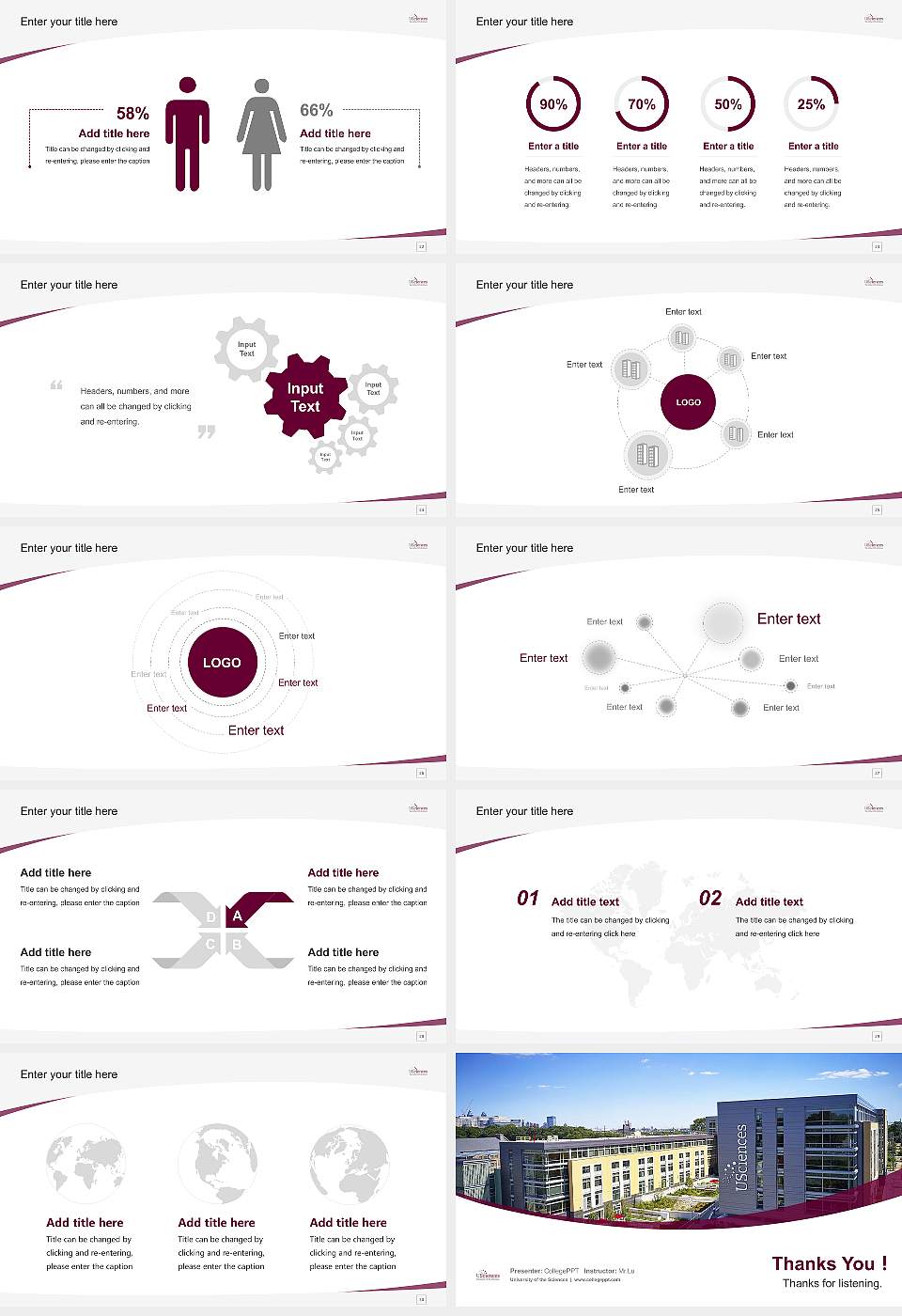 University of the Sciences Course/Courseware Creation PPT Template16:9 ratio PPT effect preview image4