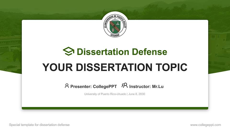 University of Puerto Rico-Utuado Graduation Thesis Defense PPT Template16:9 ratio PPT effect preview image