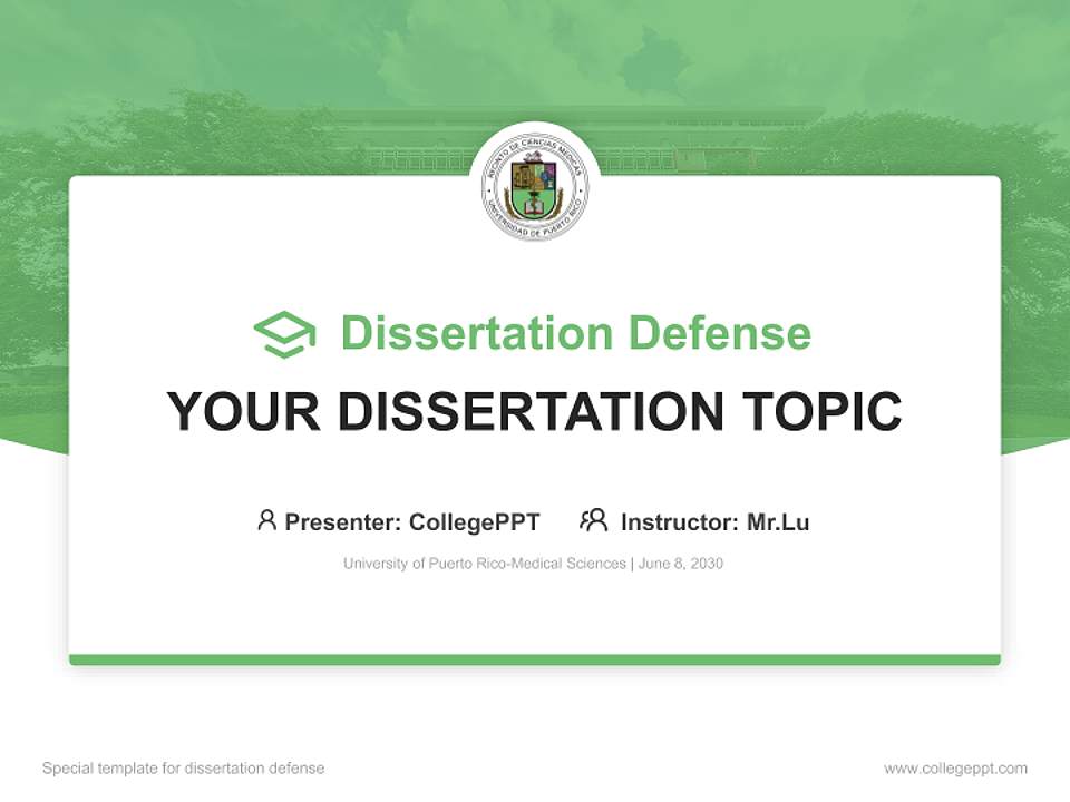 University of Puerto Rico-Medical Sciences Graduation Thesis Defense PPT Template4:3 ratio PPT effect preview image7
