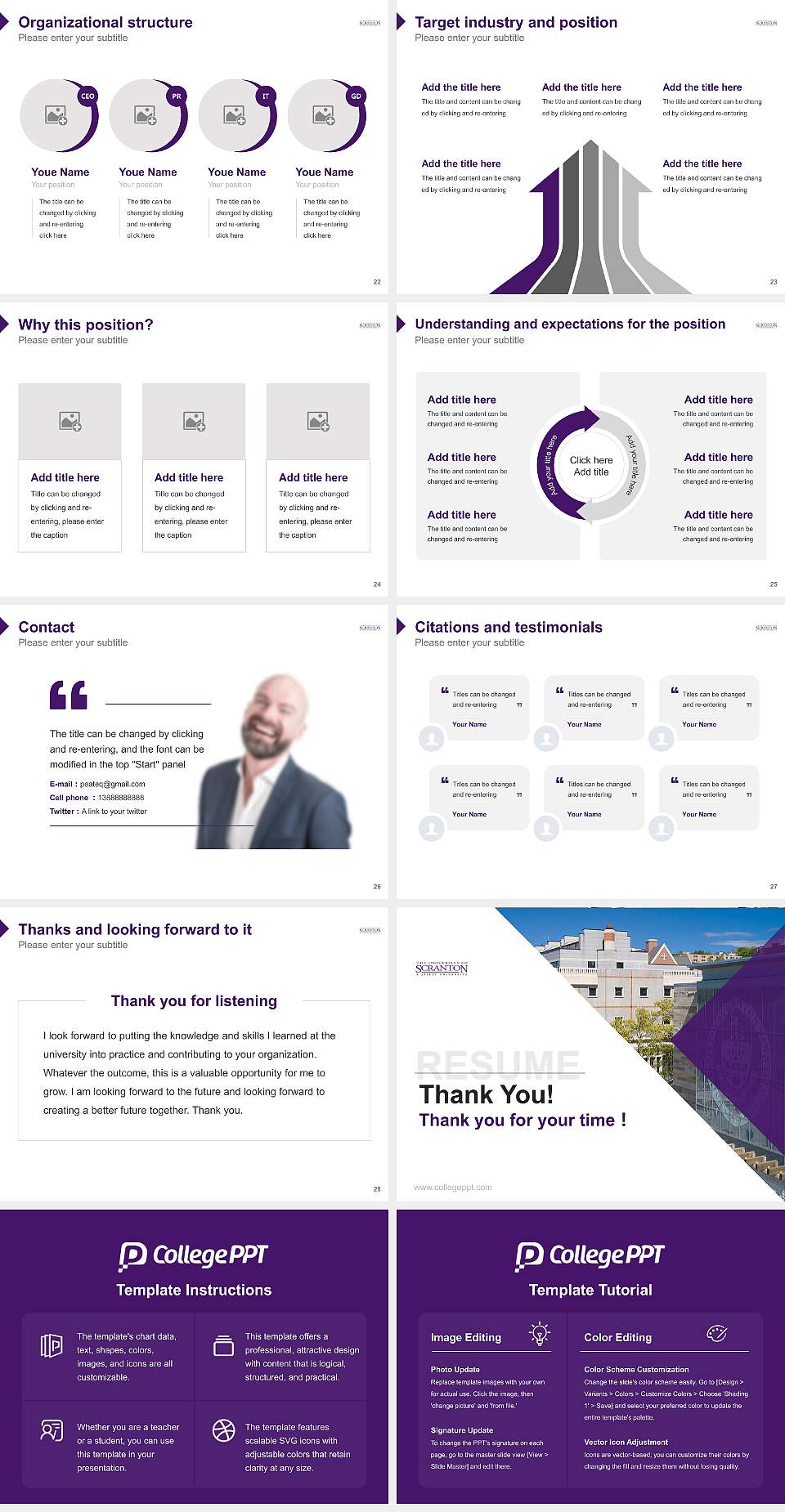 University of Scranton Resume PPT Template4:3 ratio PPT effect preview image4