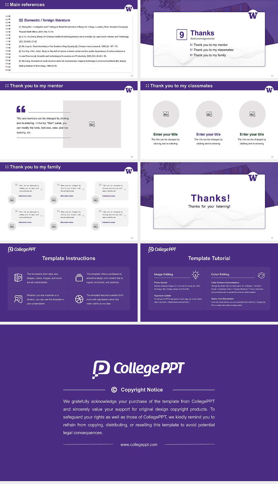 University of Washington-Bothell Campus Graduation Thesis Defense PPT Template16:9 ratio PPT effect preview image7