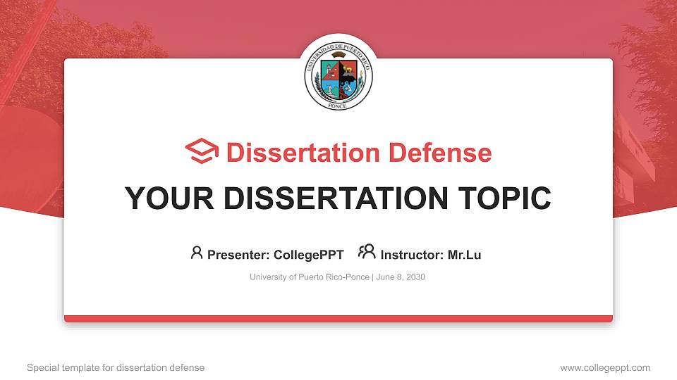 University of Puerto Rico-Ponce Graduation Thesis Defense PPT Template16:9 ratio PPT effect preview image