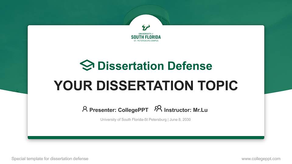 University of South Florida-St Petersburg Graduation Thesis Defense PPT Template16:9 ratio PPT effect preview image