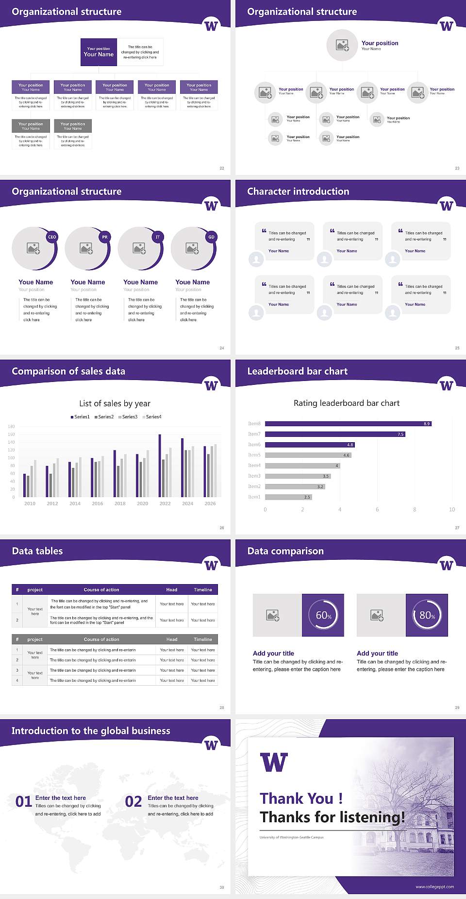 University of Washington-Seattle Campus Academic Presentation/Research Findings Report PPT Template4:3 ratio PPT effect preview image4