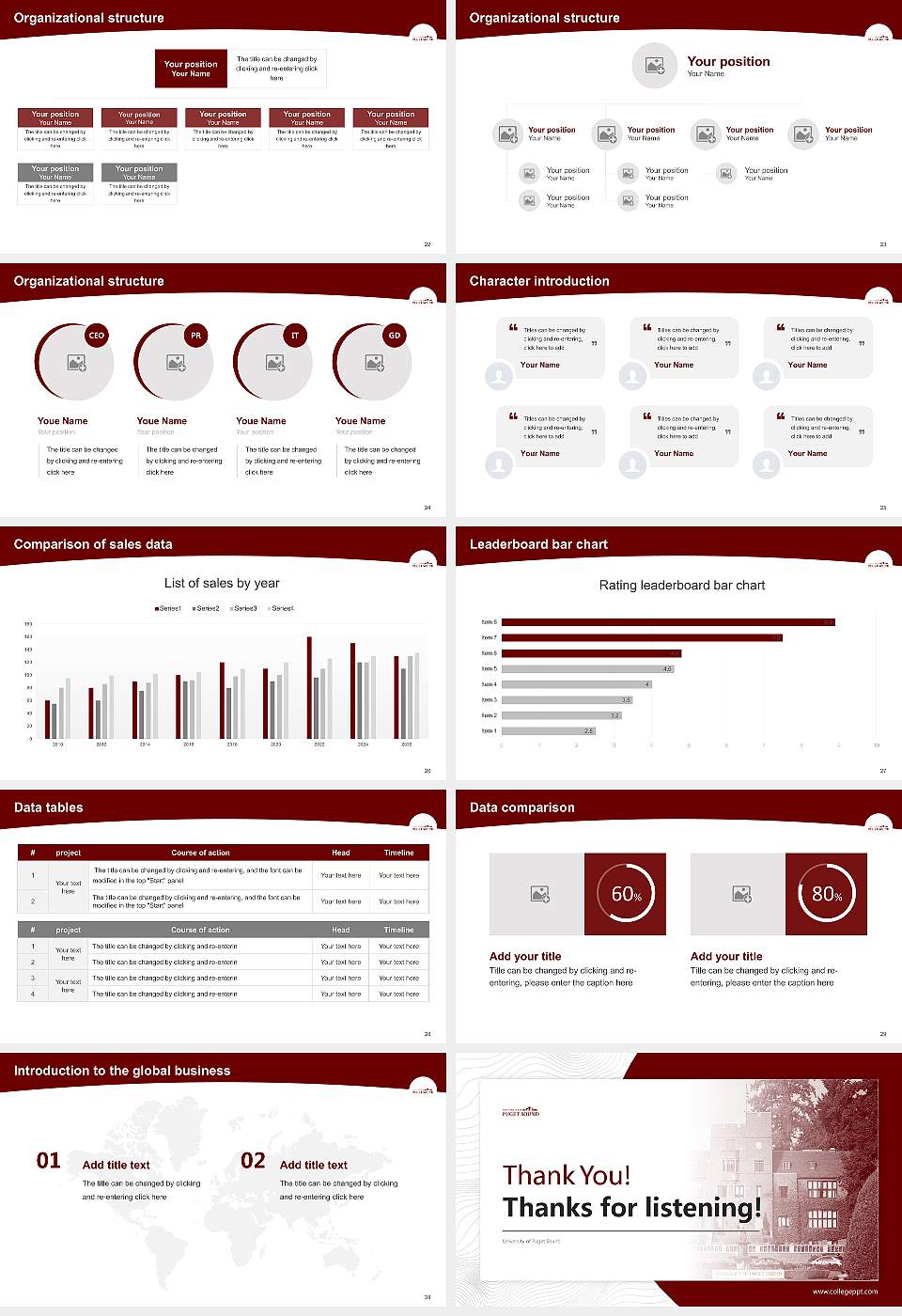 University of Puget Sound Academic Presentation/Research Findings Report PPT Template16:9 ratio PPT effect preview image4
