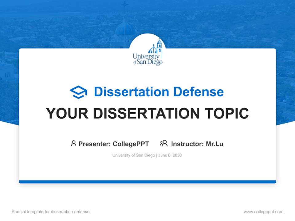 University of San Diego Graduation Thesis Defense PPT Template4:3 ratio PPT effect preview image7