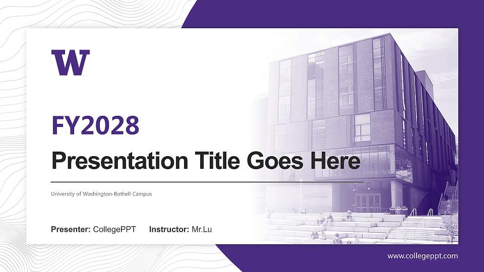 University of Washington-Bothell Campus Academic Presentation/Research Findings Report PPT Template16:9 ratio PPT effect preview image