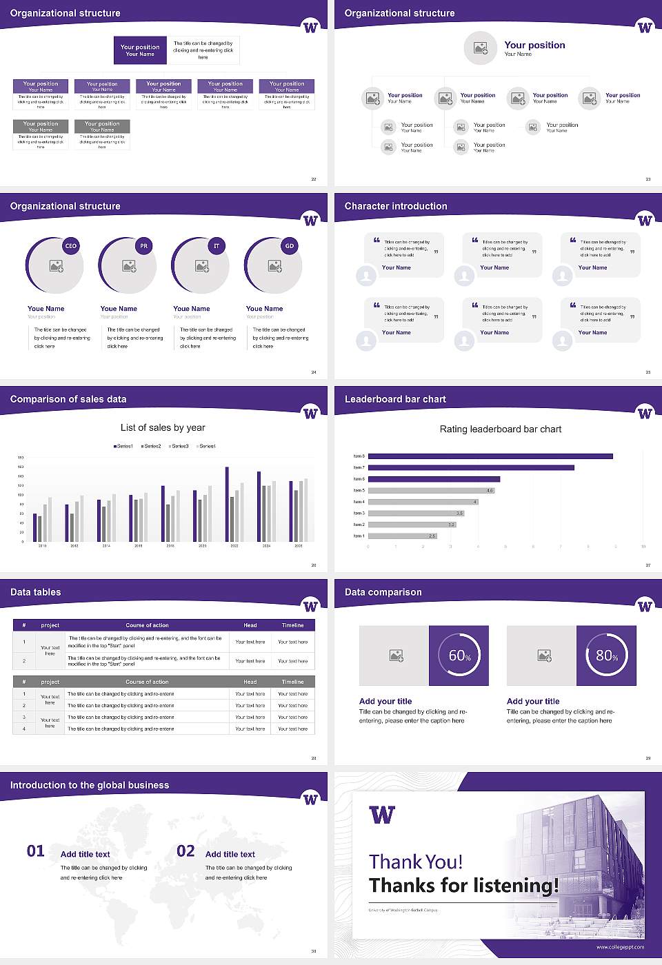 University of Washington-Bothell Campus Academic Presentation/Research Findings Report PPT Template16:9 ratio PPT effect preview image4