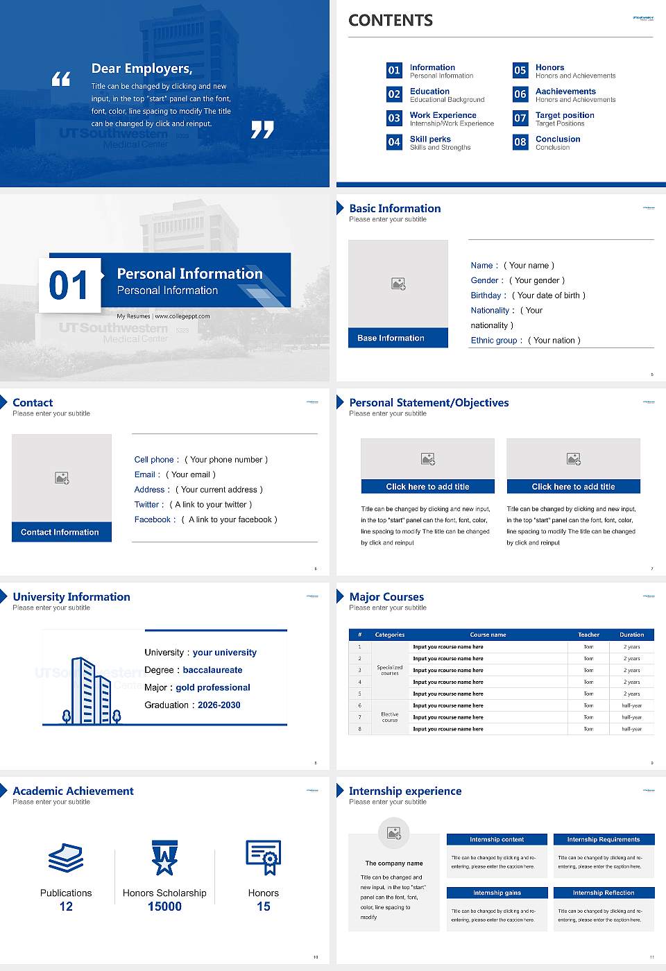 University of Texas Southwestern Medical Center Resume PPT Template16:9 ratio PPT effect preview image2