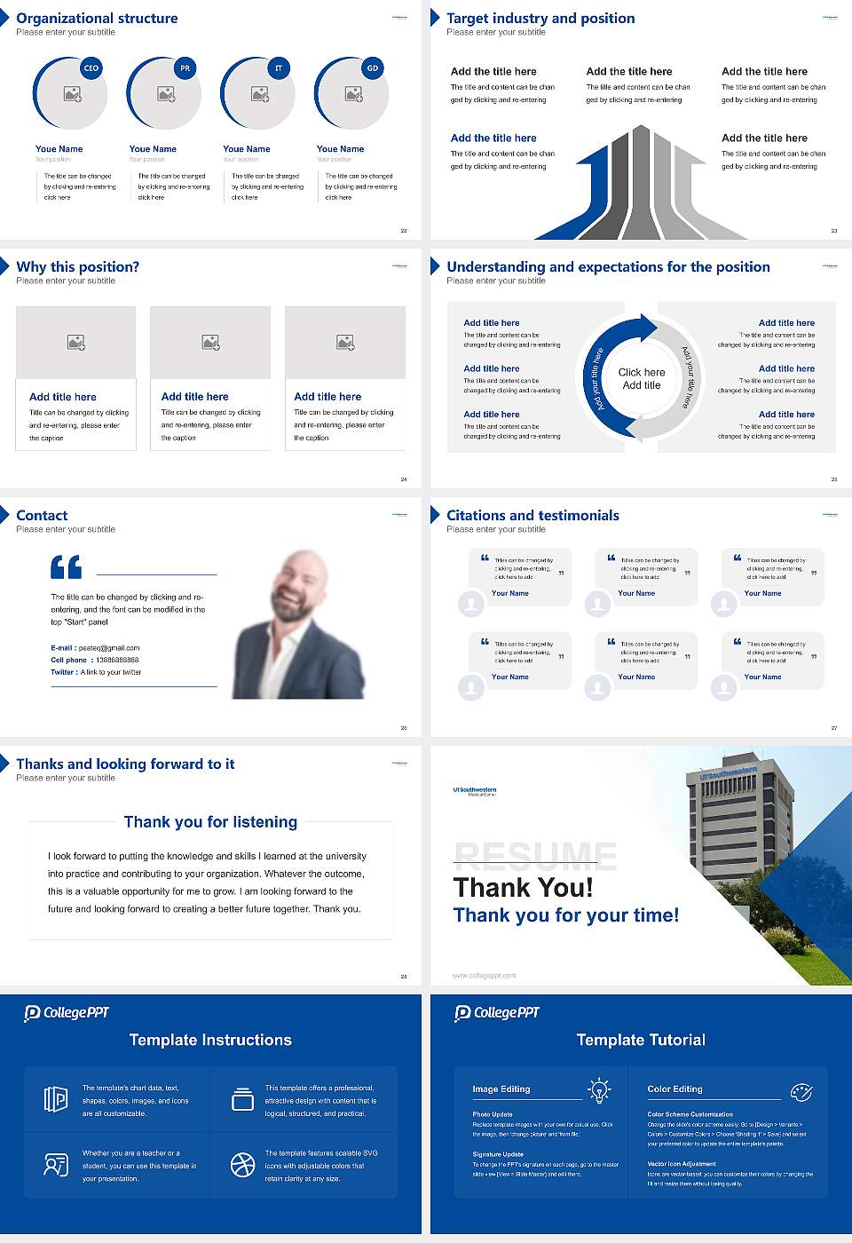 University of Texas Southwestern Medical Center Resume PPT Template16:9 ratio PPT effect preview image4