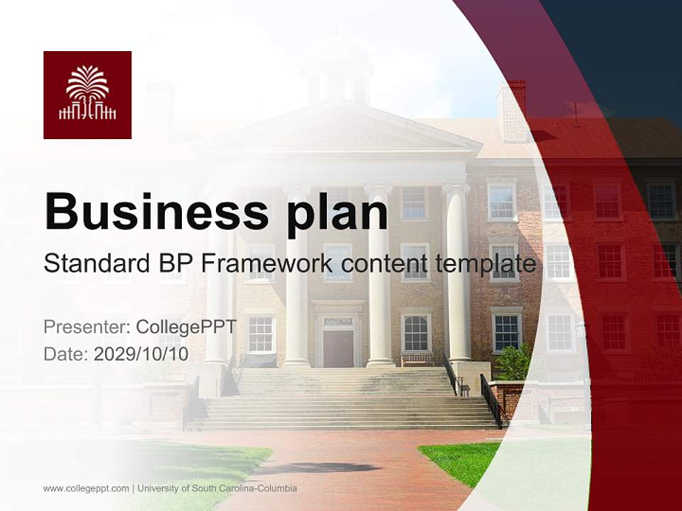 University of South Carolina-Columbia Competition/Entrepreneurship Contest PPT Template4:3 ratio PPT effect preview image9