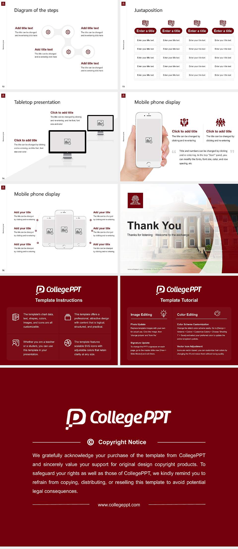 University of South Carolina-Columbia Competition/Entrepreneurship Contest PPT Template4:3 ratio PPT effect preview image9