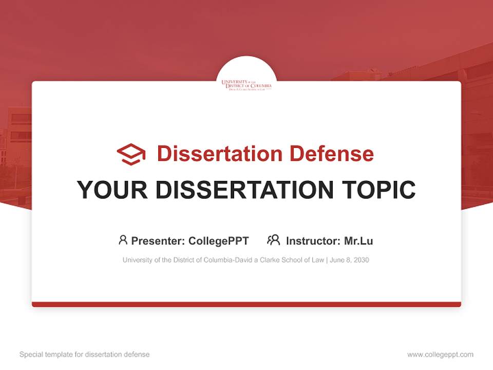University of the District of Columbia-David a Clarke School of Law Graduation Thesis Defense PPT Template4:3 ratio PPT effect preview image7