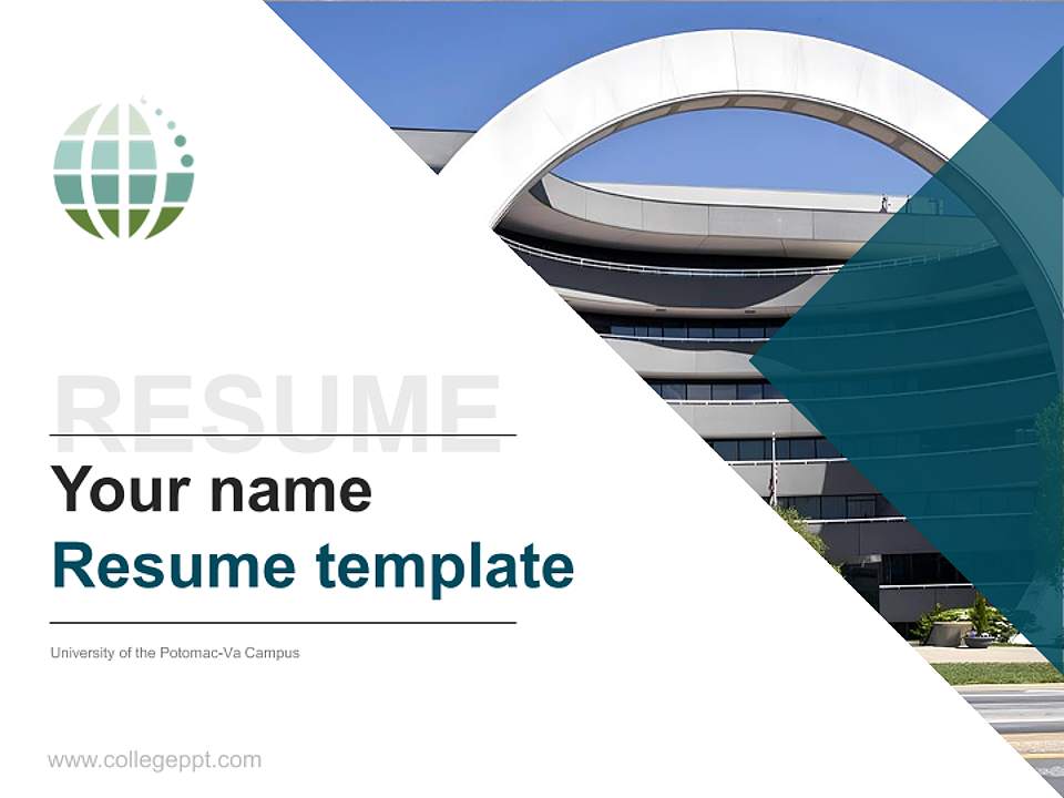University of the Potomac-Va Campus Resume PPT Template4:3 ratio PPT effect preview image5