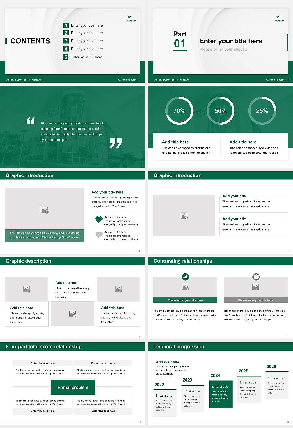 University of South Florida-St Petersburg Thesis Proposal/Graduation Defense PPT Template16:9 ratio PPT effect preview image2
