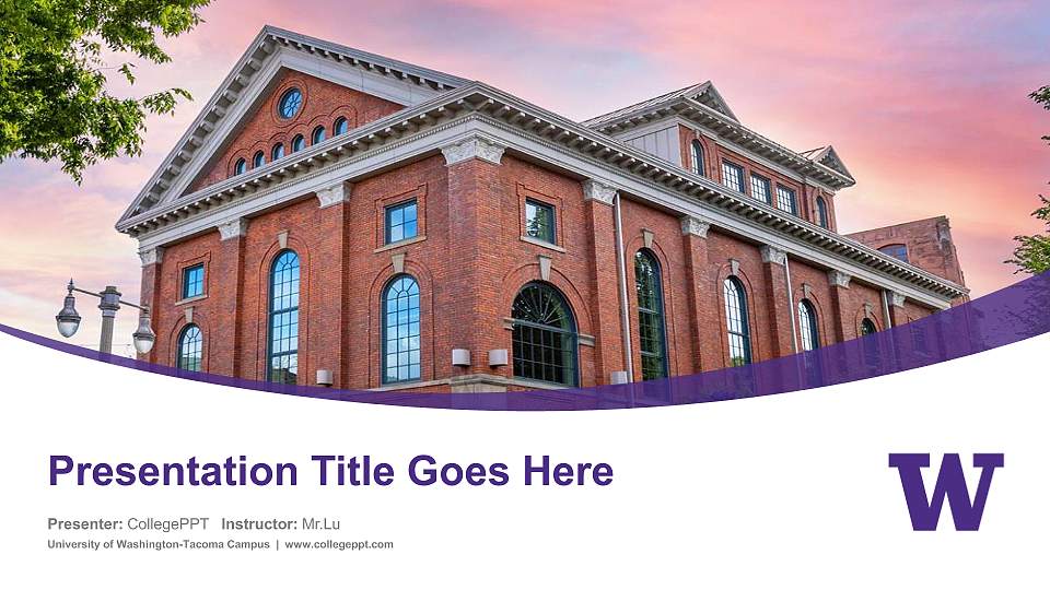 University of Washington-Tacoma Campus Course/Courseware Creation PPT Template16:9 ratio PPT effect preview image