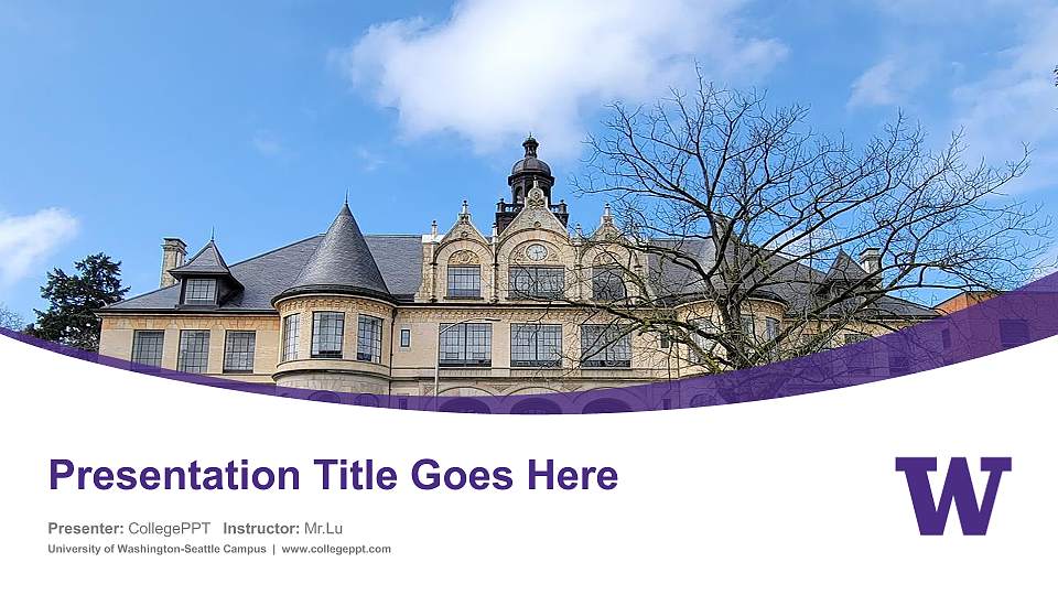 University of Washington-Seattle Campus Course/Courseware Creation PPT Template16:9 ratio PPT effect preview image