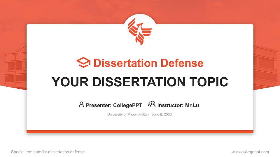 University of Phoenix-Utah Graduation Thesis Defense PPT Template16:9 ratio PPT effect preview image