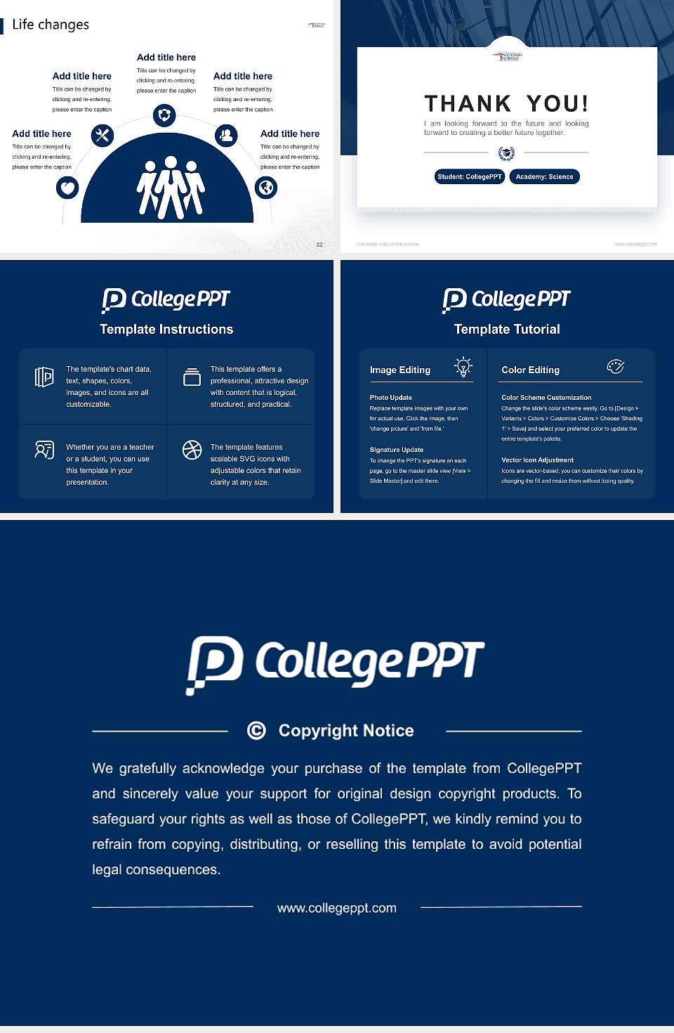 University of Southern Indiana National Scholarship Defense PPT Template4:3 ratio PPT effect preview image4
