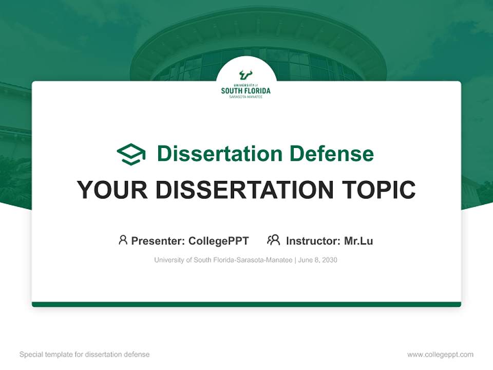 University of South Florida-Sarasota-Manatee Graduation Thesis Defense PPT Template4:3 ratio PPT effect preview image7