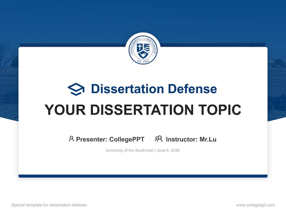University of the Southwest Graduation Thesis Defense PPT Template4:3 ratio PPT effect preview image7