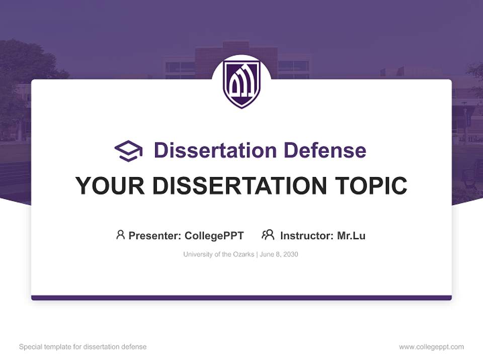 University of the Ozarks Graduation Thesis Defense PPT Template4:3 ratio PPT effect preview image7