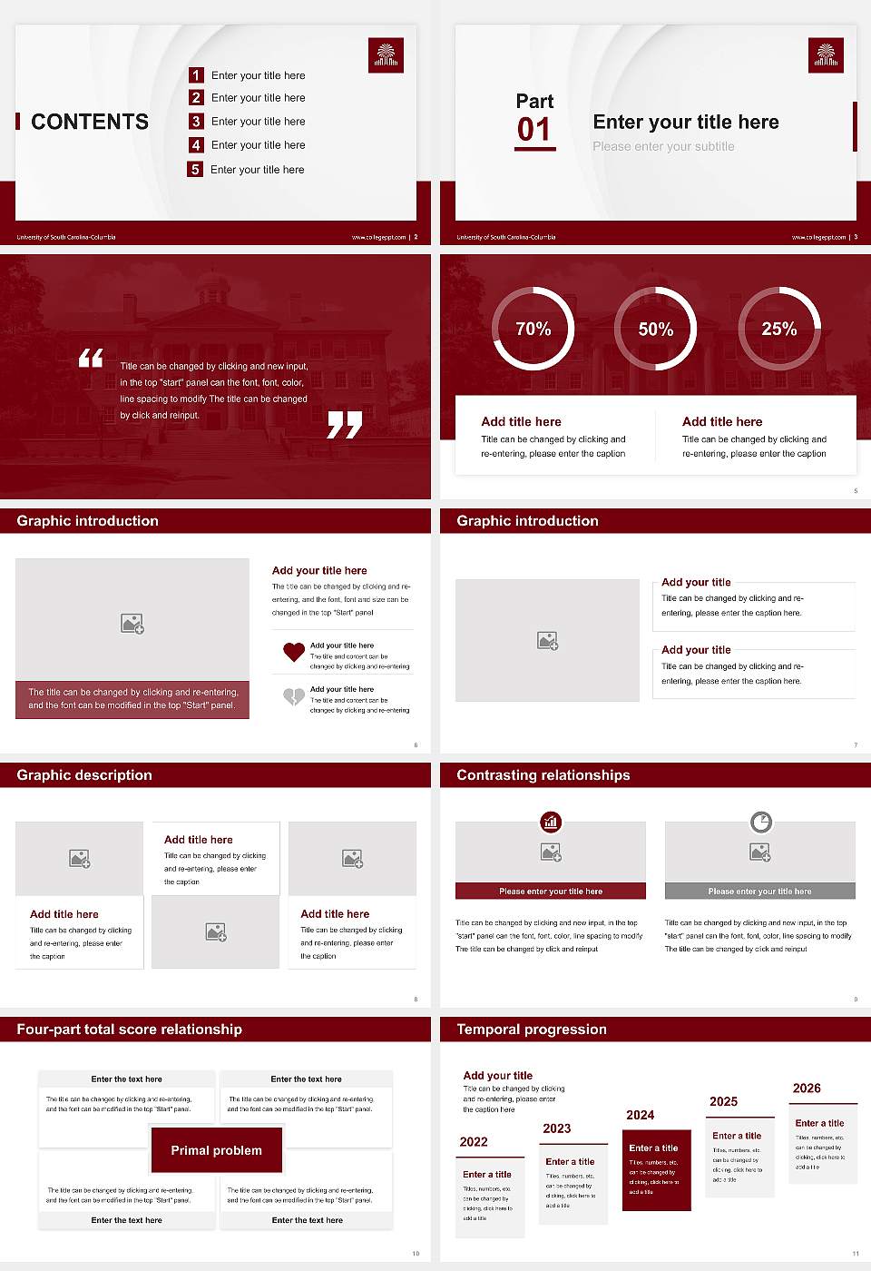 University of South Carolina-Columbia Thesis Proposal/Graduation Defense PPT Template16:9 ratio PPT effect preview image2