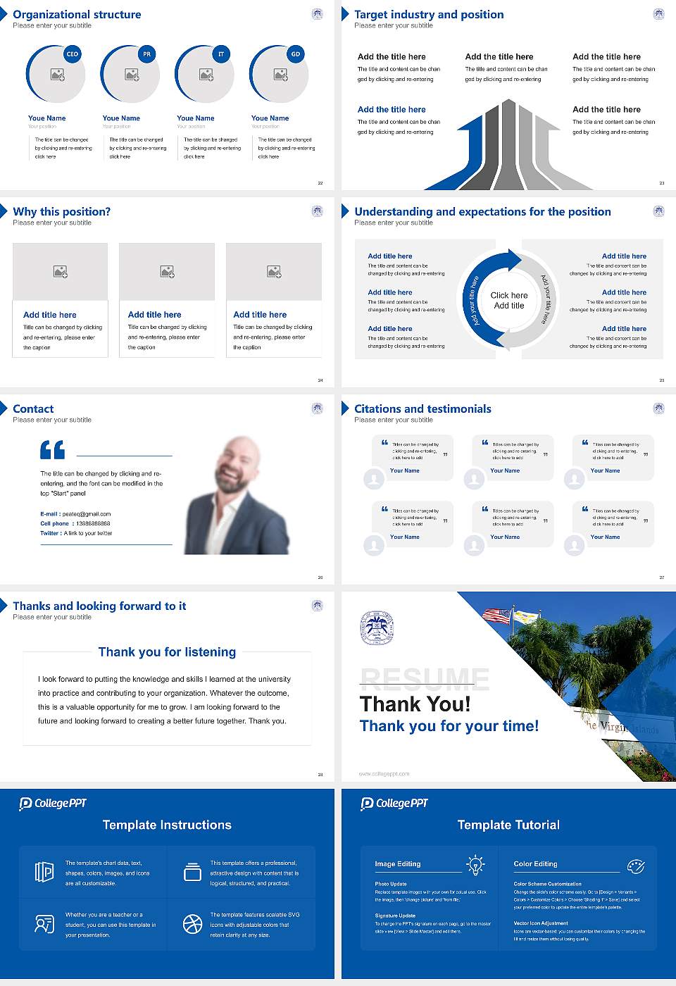 University of the Virgin Islands Resume PPT Template16:9 ratio PPT effect preview image4