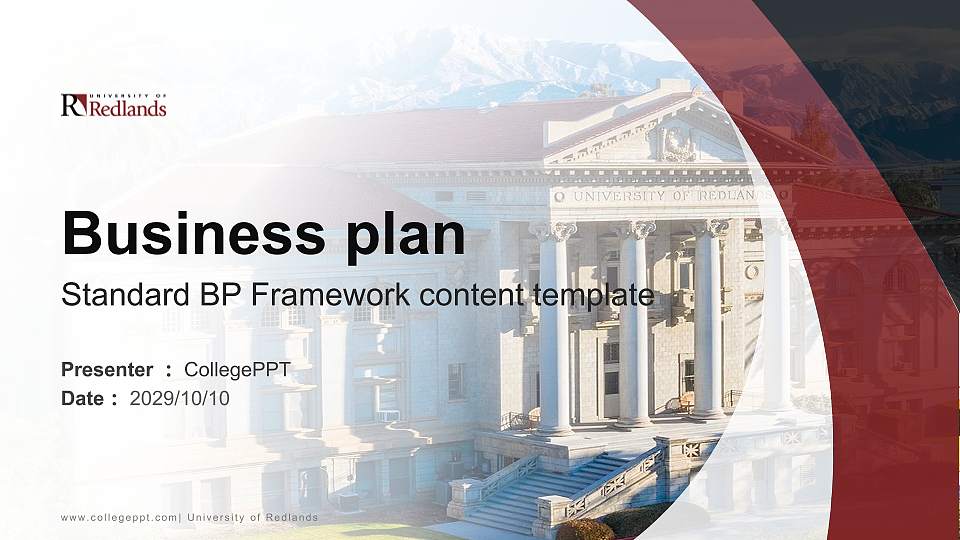 University of Redlands Competition/Entrepreneurship Contest PPT Template16:9 ratio PPT effect preview image