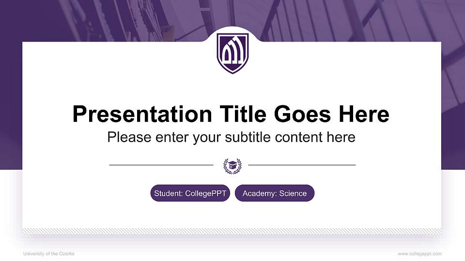 University of the Ozarks National Scholarship Defense PPT Template16:9 ratio PPT effect preview image