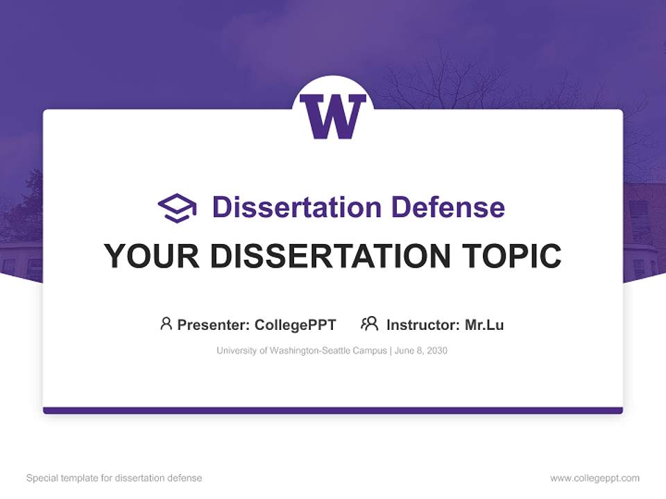 University of Washington-Seattle Campus Graduation Thesis Defense PPT Template4:3 ratio PPT effect preview image7