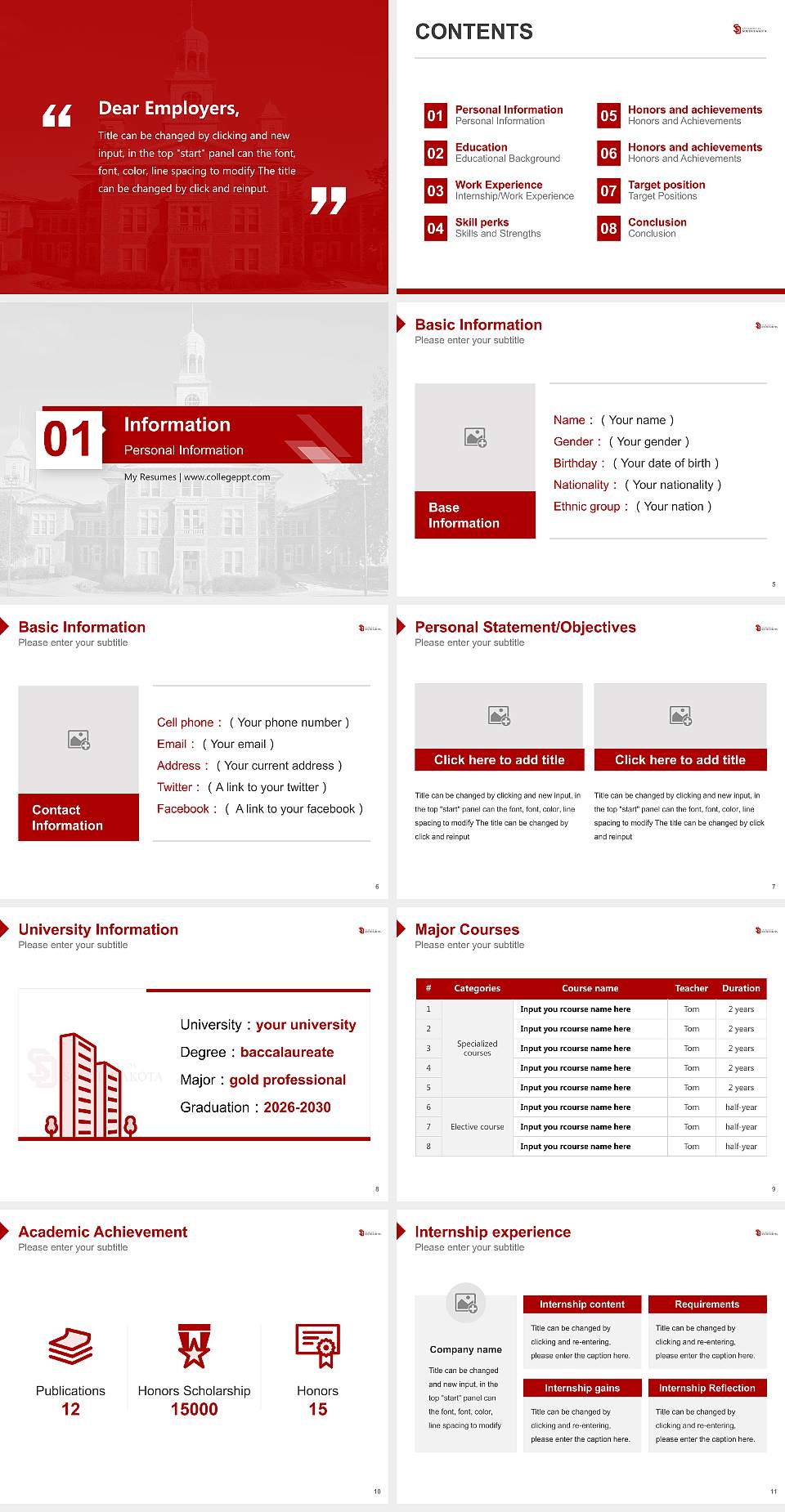 University of South Dakota Resume PPT Template4:3 ratio PPT effect preview image2