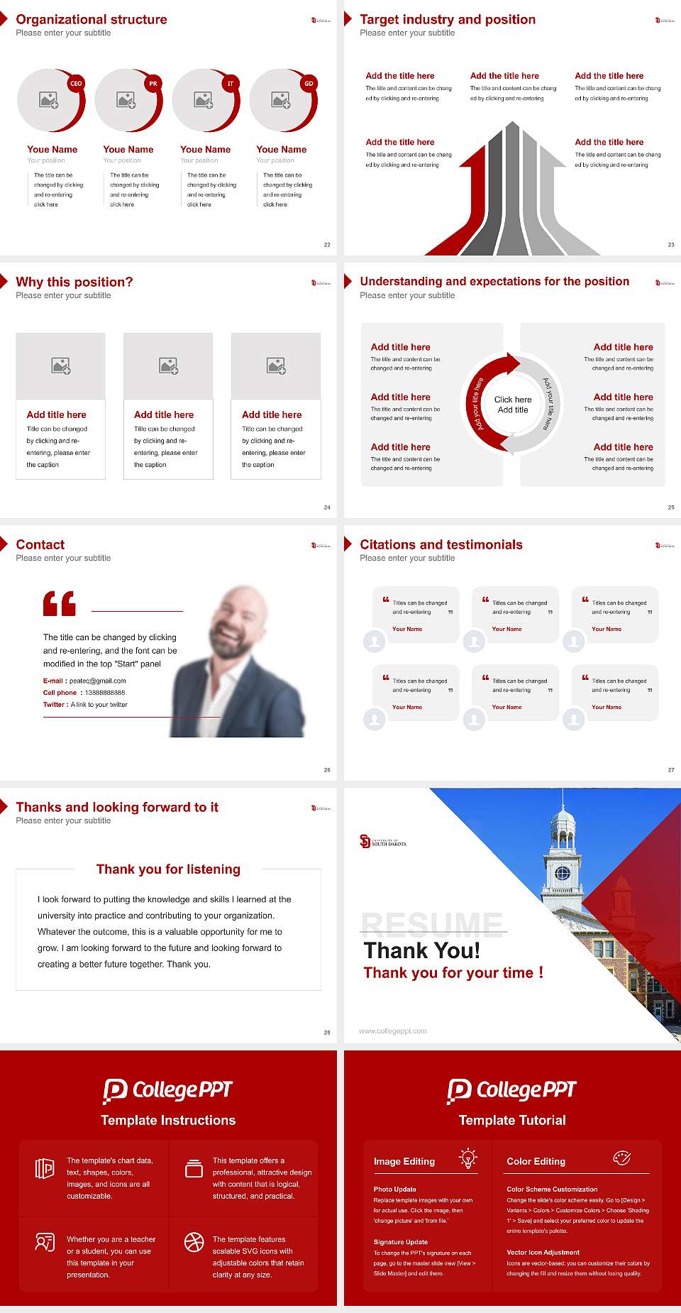 University of South Dakota Resume PPT Template4:3 ratio PPT effect preview image4