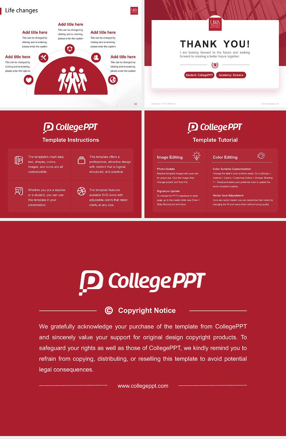 University of West Alabama National Scholarship Defense PPT Template4:3 ratio PPT effect preview image4
