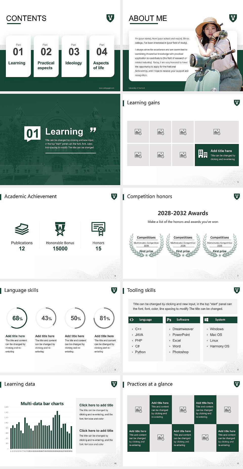 University of Vermont National Scholarship Defense PPT Template4:3 ratio PPT effect preview image2