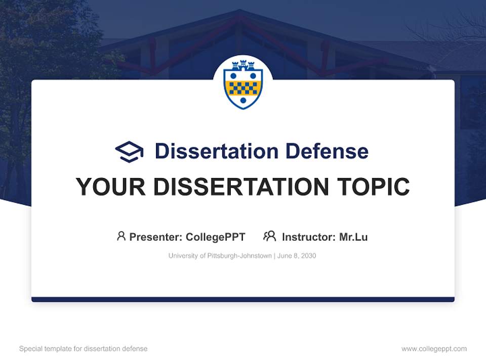 University of Pittsburgh-Johnstown Graduation Thesis Defense PPT Template4:3 ratio PPT effect preview image7