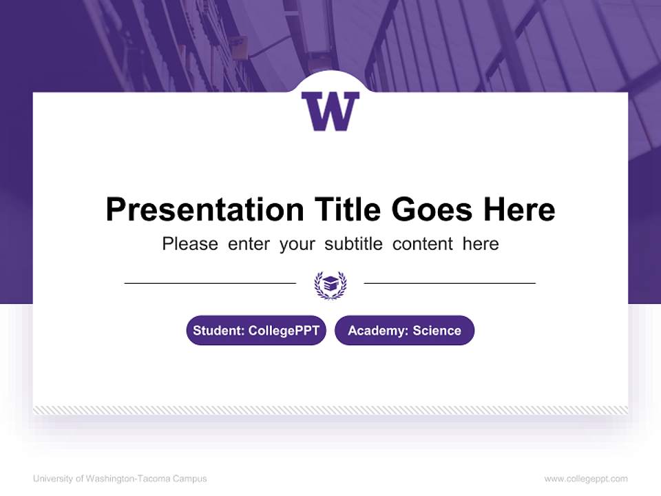 University of Washington-Tacoma Campus National Scholarship Defense PPT Template4:3 ratio PPT effect preview image4