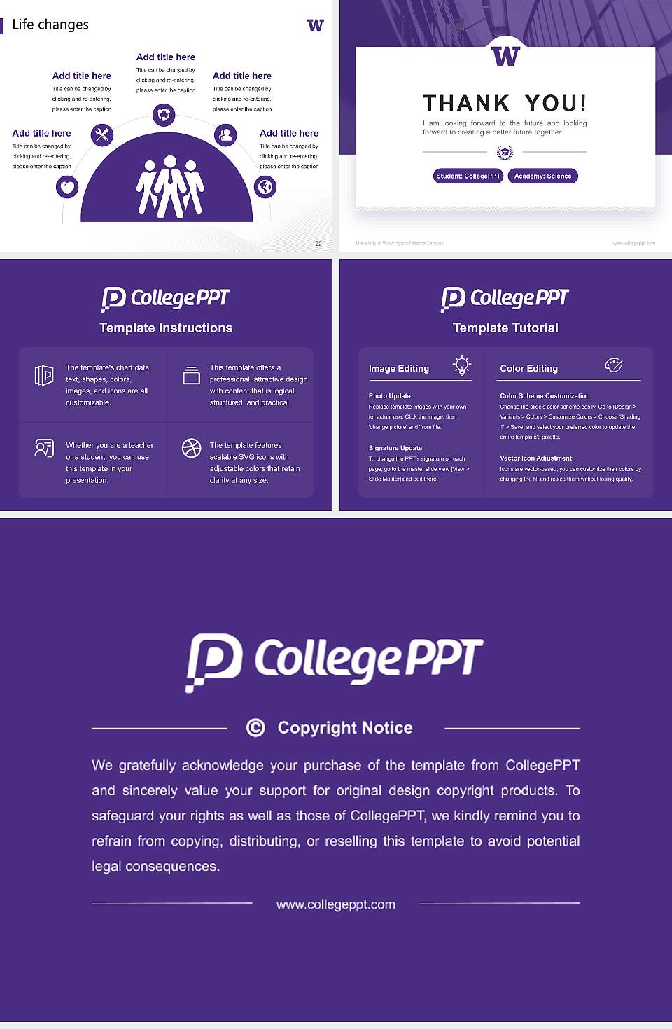 University of Washington-Tacoma Campus National Scholarship Defense PPT Template4:3 ratio PPT effect preview image4