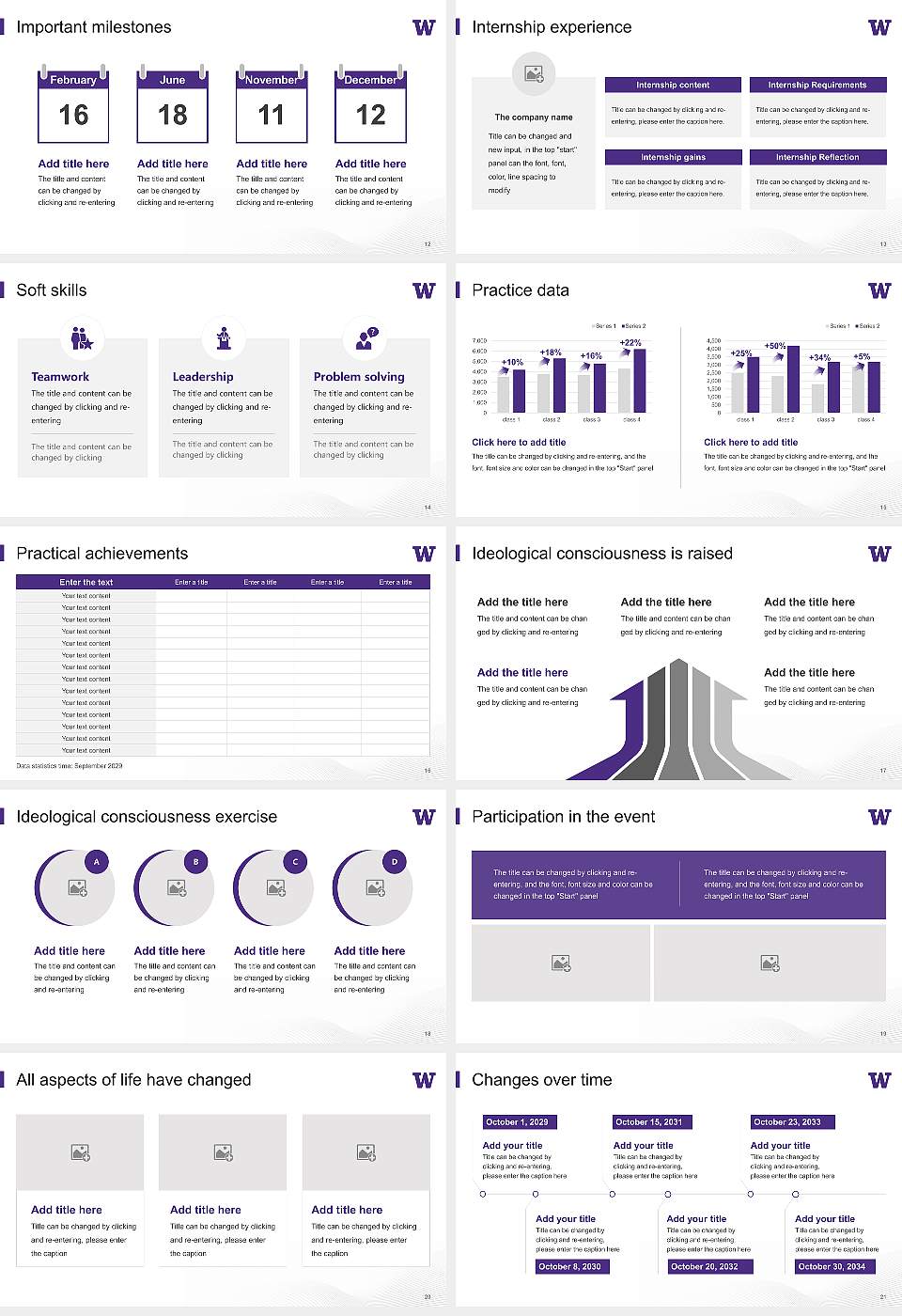 University of Washington-Tacoma Campus National Scholarship Defense PPT Template16:9 ratio PPT effect preview image3