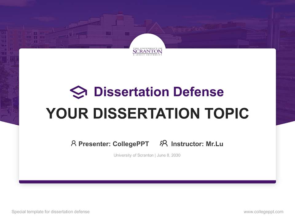 University of Scranton Graduation Thesis Defense PPT Template4:3 ratio PPT effect preview image7