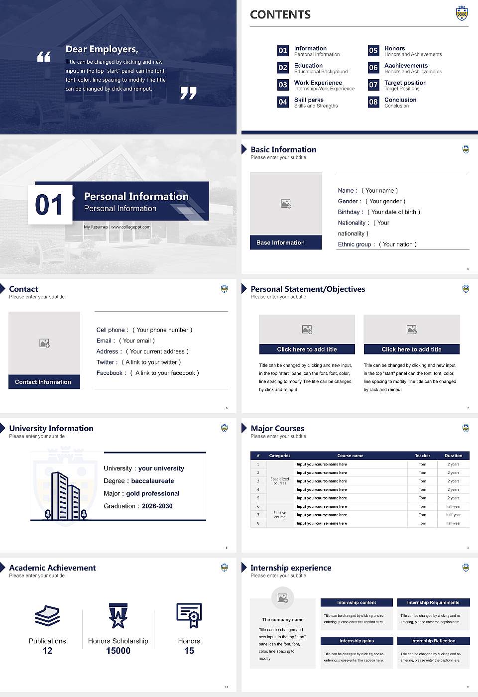University of Pittsburgh-Greensburg Resume PPT Template16:9 ratio PPT effect preview image2