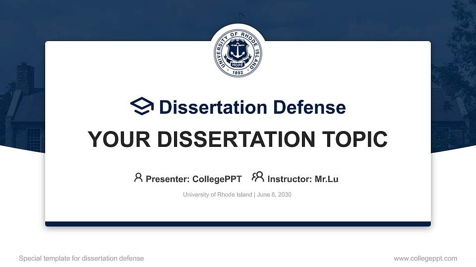 University of Rhode Island Graduation Thesis Defense PPT Template16:9 ratio PPT effect preview image