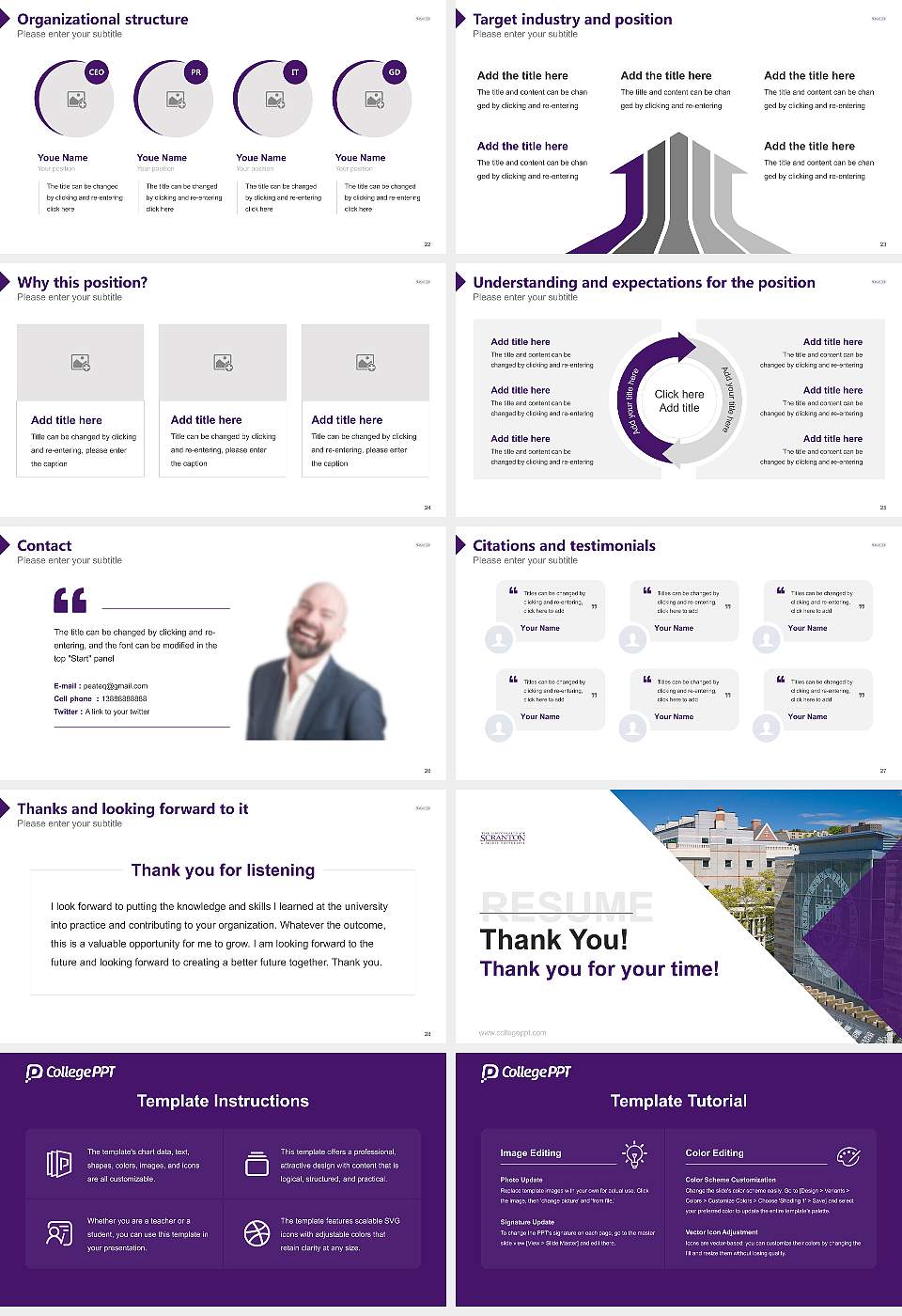 University of Scranton Resume PPT Template16:9 ratio PPT effect preview image4