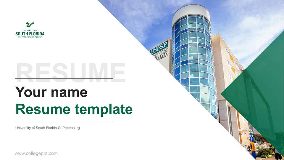 University of South Florida-St Petersburg Resume PPT Template16:9 ratio PPT effect preview image