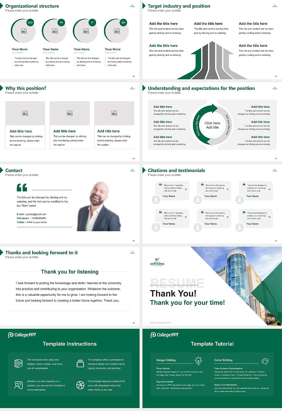 University of South Florida-St Petersburg Resume PPT Template16:9 ratio PPT effect preview image4